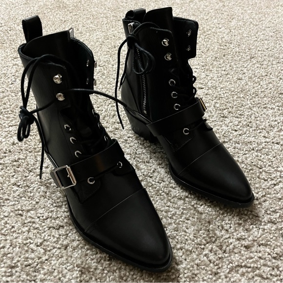 NEW All Saints Leather Katy Booties Black 7 - Picture 6 of 16